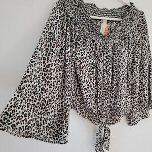 Free People Movement Leopard Print Women's Off-The-Shoulder Blouse